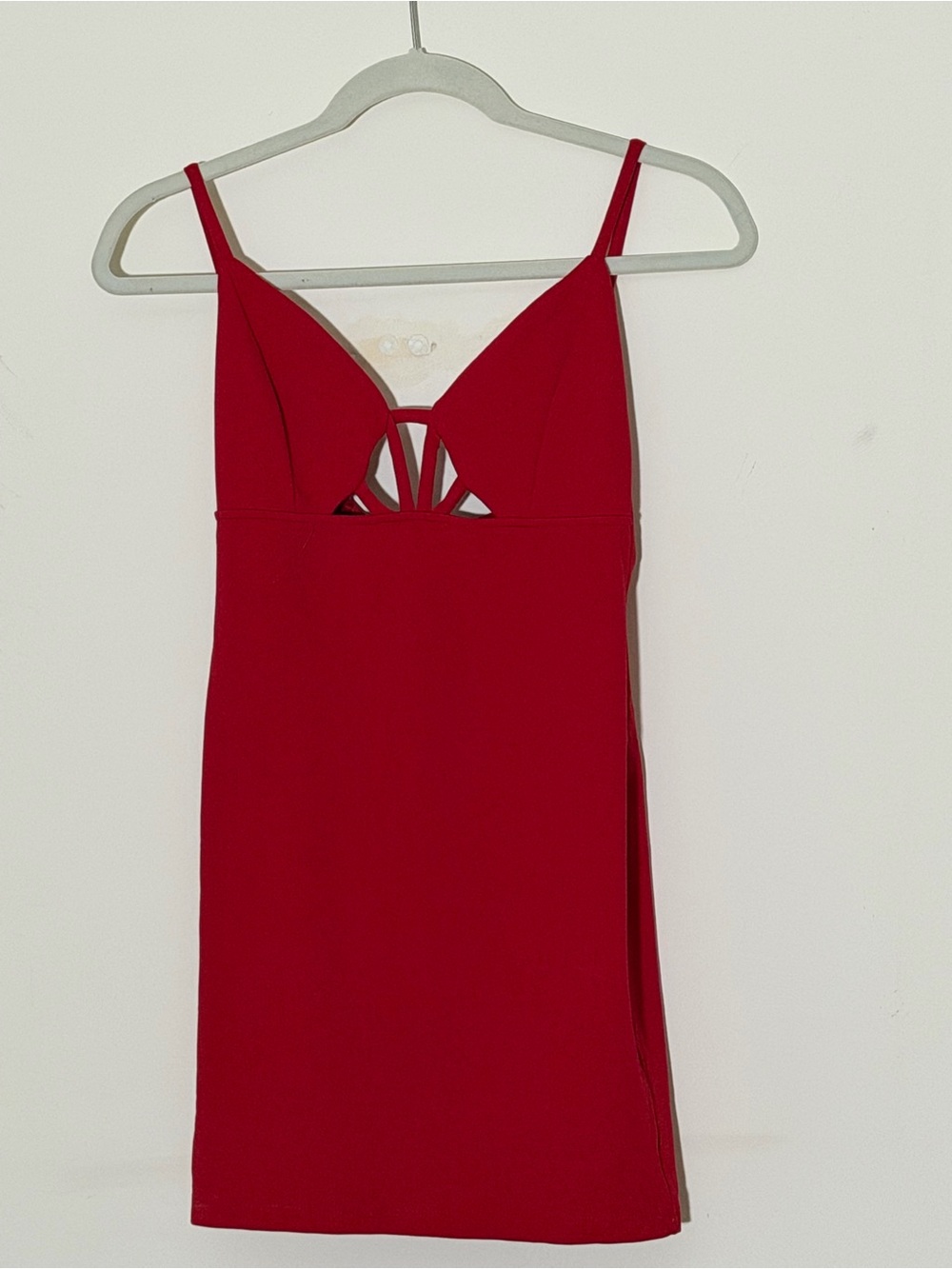 Red Cutout Cage Bodycon Mini Dress Spaghetti Strap Unbranded